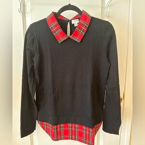 J.Crew Black and Red Plaid Collar Sweater
